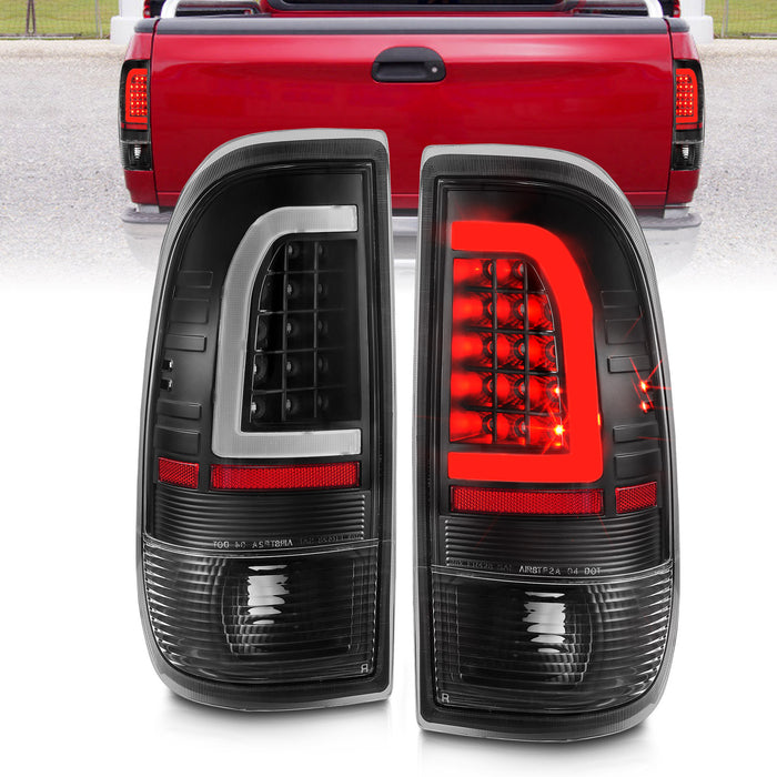 Anzo USA 311377 Tail Light Assembly; LED; Clear Lens; Black Housing; w/Light Bar; Pair; - Truck Part Superstore