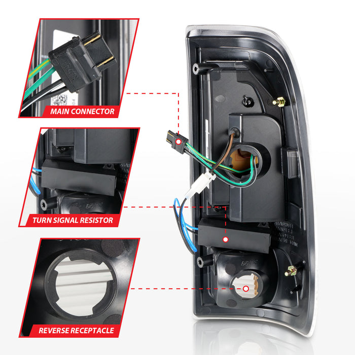 Anzo USA 311377 Tail Light Assembly; LED; Clear Lens; Black Housing; w/Light Bar; Pair; - Truck Part Superstore