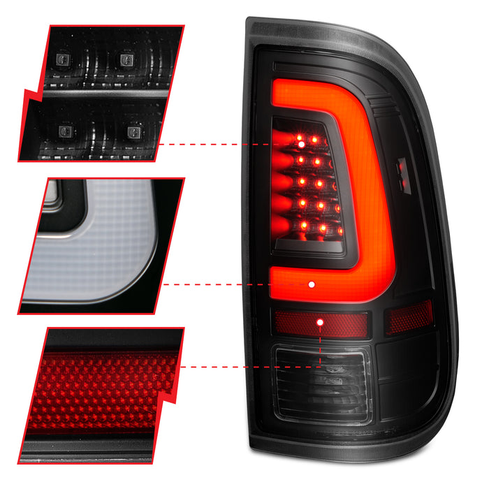 Anzo USA 311379 Tail Light Assembly; LED; Clear Lens; Black Housing; w/Light Bar; Pair; - Truck Part Superstore