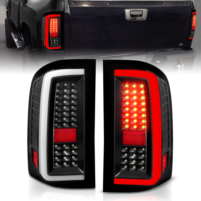 Anzo USA 311380 Tail Light Assembly; LED; Clear Lens; Black Housing; w/Light Bar; Pair; - Truck Part Superstore