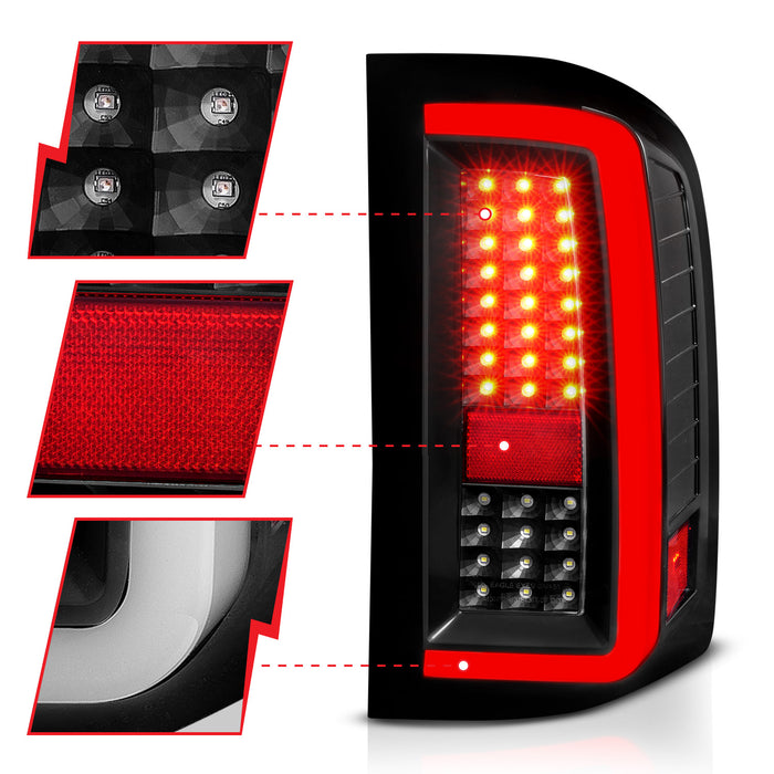 Anzo USA 311380 Tail Light Assembly; LED; Clear Lens; Black Housing; w/Light Bar; Pair; - Truck Part Superstore