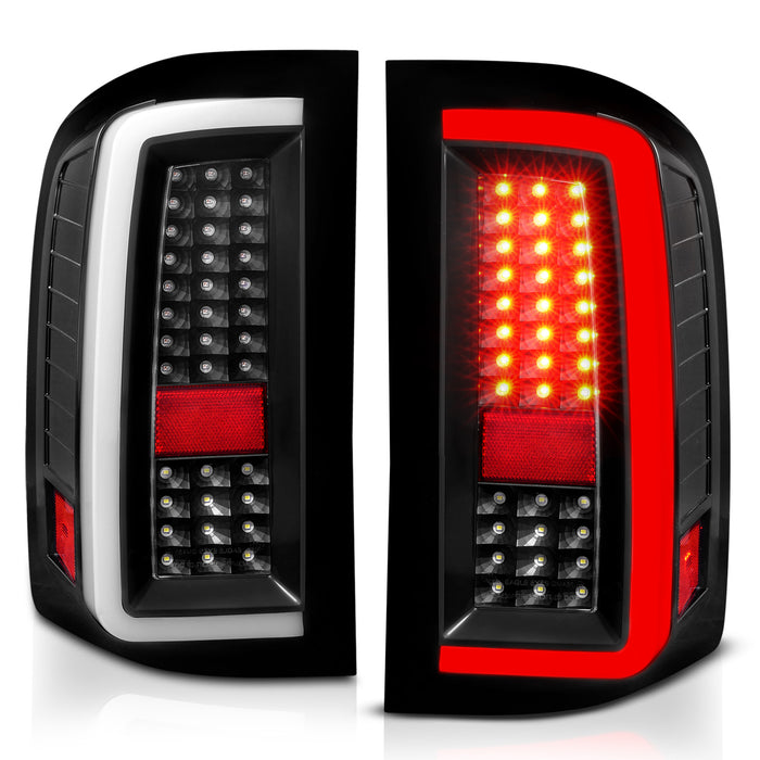 Anzo USA 311380 Tail Light Assembly; LED; Clear Lens; Black Housing; w/Light Bar; Pair; - Truck Part Superstore