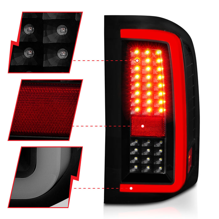 Anzo USA 311381 Tail Light Assembly; LED; Smoke Lens; Black Housing; w/Light Bar; Pair; - Truck Part Superstore