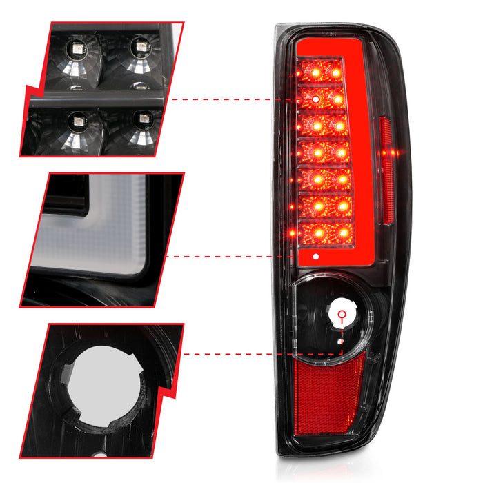 Anzo USA 311382 Tail Light Assembly; LED; Black Housing; w/Light Bar; Pair; - Truck Part Superstore