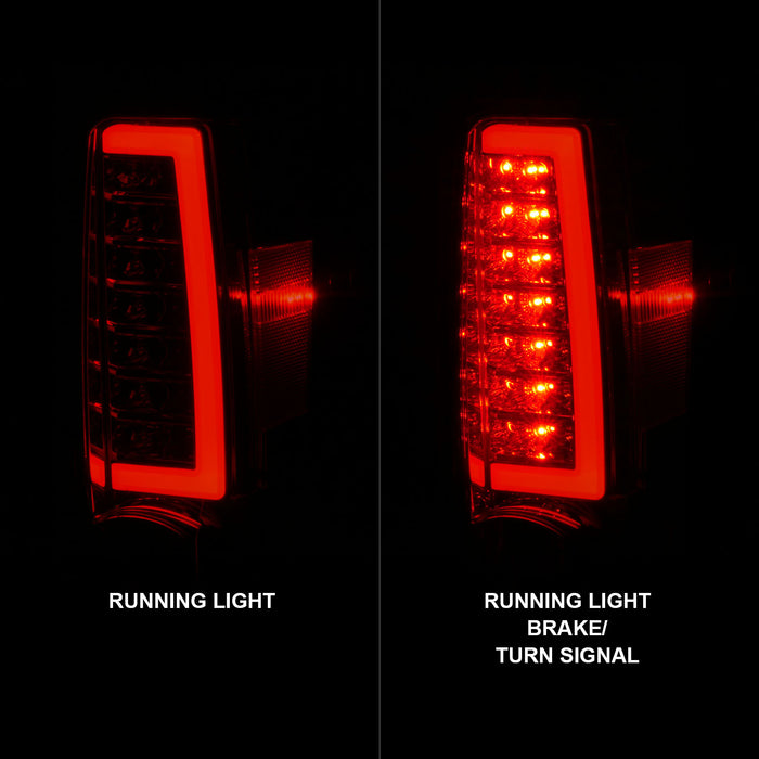 Anzo USA 311384 Tail Light Assembly; LED; Red/Clear Lens; Chrome Housing; w/Light Bar; Pair; - Truck Part Superstore