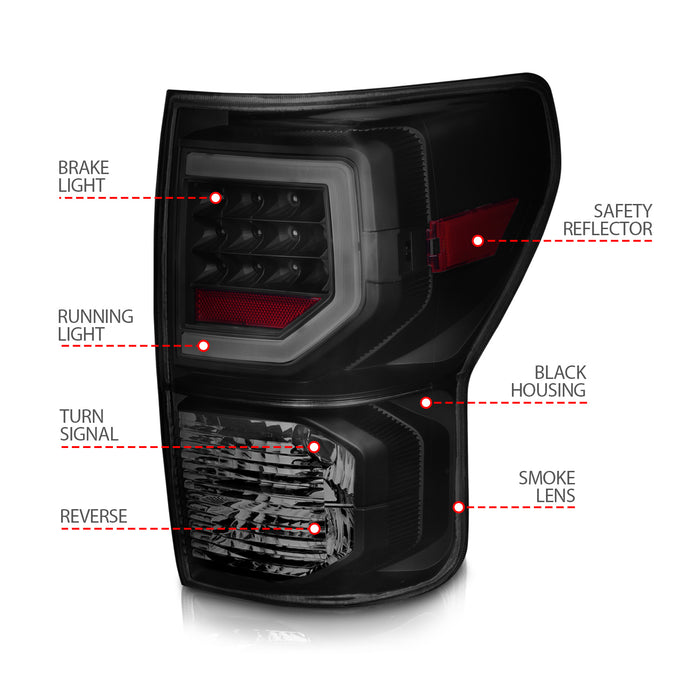 Anzo USA 311387 Tail Light Assembly; Smoke Lens; w/Light Bars Black Housing; - Truck Part Superstore
