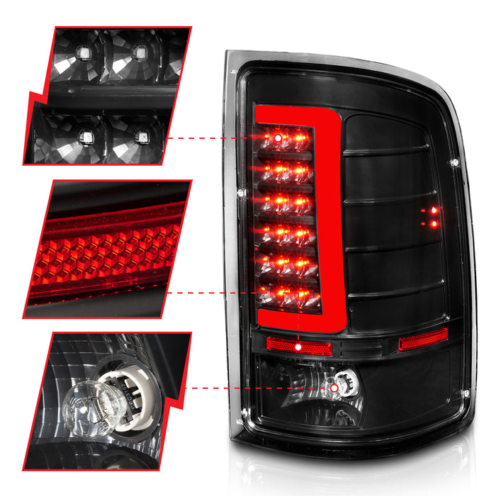 Anzo USA 311388 Tail Light Assembly; Clear Lens; Black Housing; w/Light Bar; Pair; - Truck Part Superstore