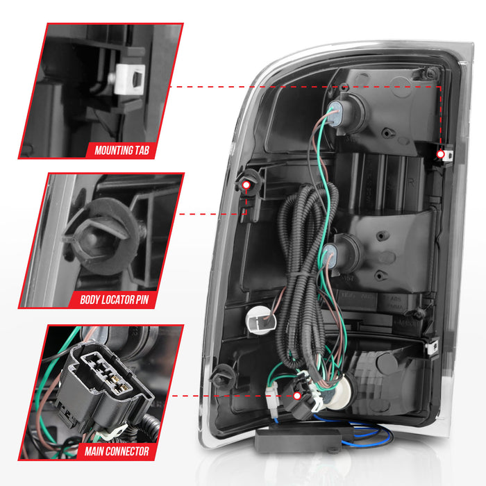 Anzo USA 311388 Tail Light Assembly; Clear Lens; Black Housing; w/Light Bar; Pair; - Truck Part Superstore