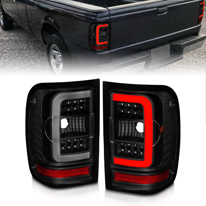 Anzo USA 311391 Tail Light Assembly; LED; Smoke Lens; Black Housing; w/Light Bar; Pair; - Truck Part Superstore