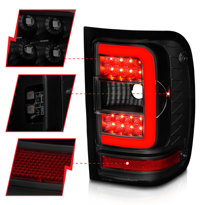 Anzo USA 311391 Tail Light Assembly; LED; Smoke Lens; Black Housing; w/Light Bar; Pair; - Truck Part Superstore