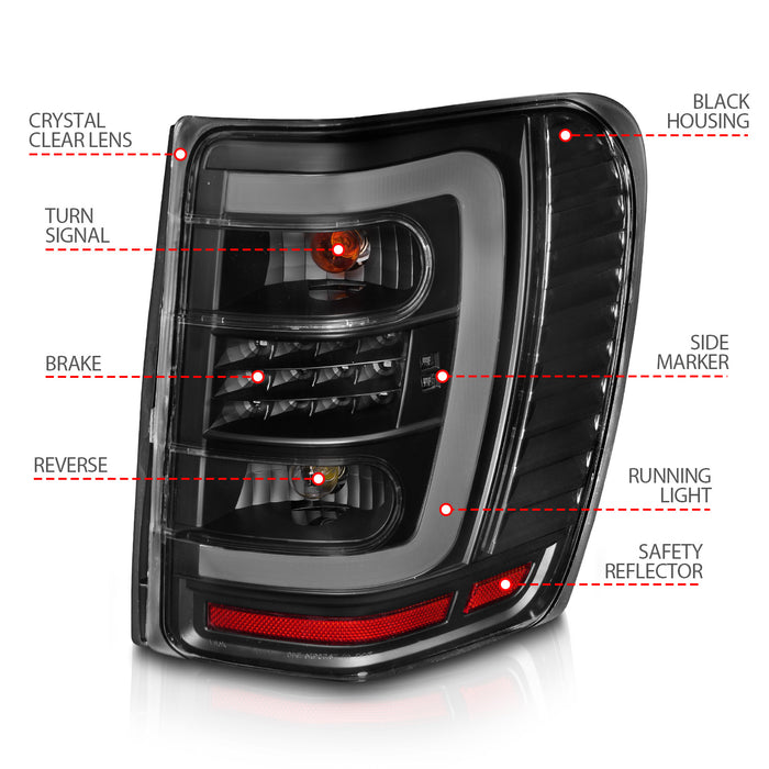 Anzo USA 311394 Tail Light Assembly; LED; Clear Lens; Black Housing; w/Light Bar; Pair; - Truck Part Superstore