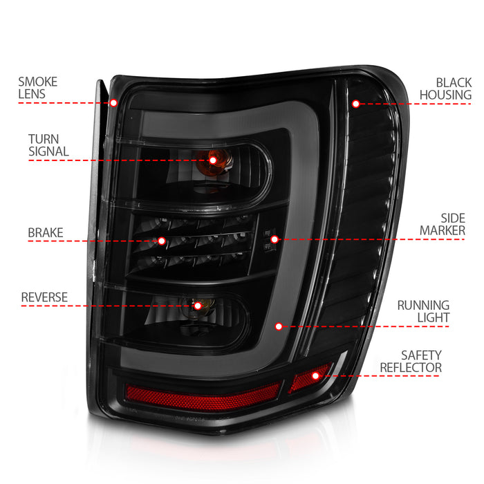 Anzo USA 311395 Tail Light Assembly; LED; Smoke Lens; Black Housing; w/Light Bar; Pair; - Truck Part Superstore