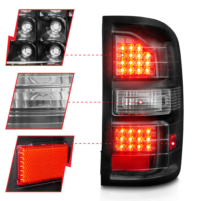 Anzo USA 311397 Tail Light Assembly; Clear Lens; Black Housing; Pair; - Truck Part Superstore