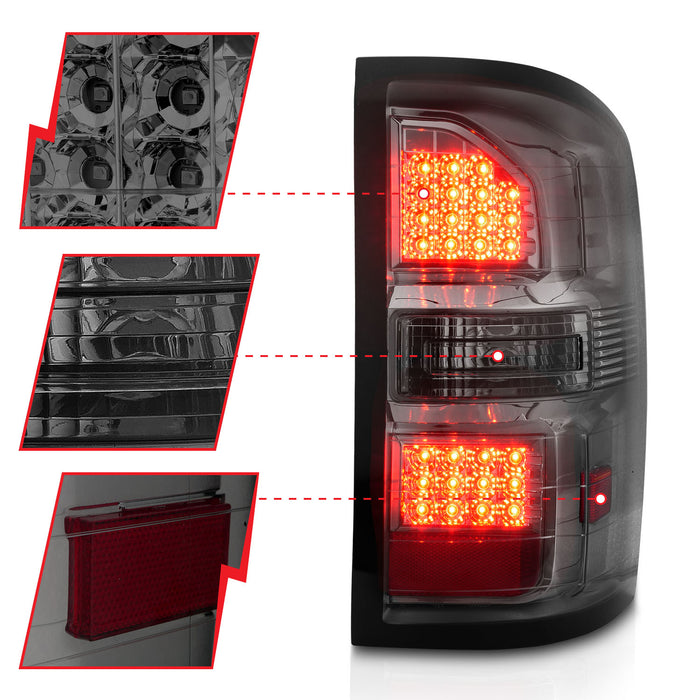 Anzo USA 311398 Tail Light Assembly; Smoke Lens; Black Housing; Pair; - Truck Part Superstore