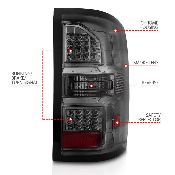 Anzo USA 311398 Tail Light Assembly; Smoke Lens; Black Housing; Pair; - Truck Part Superstore