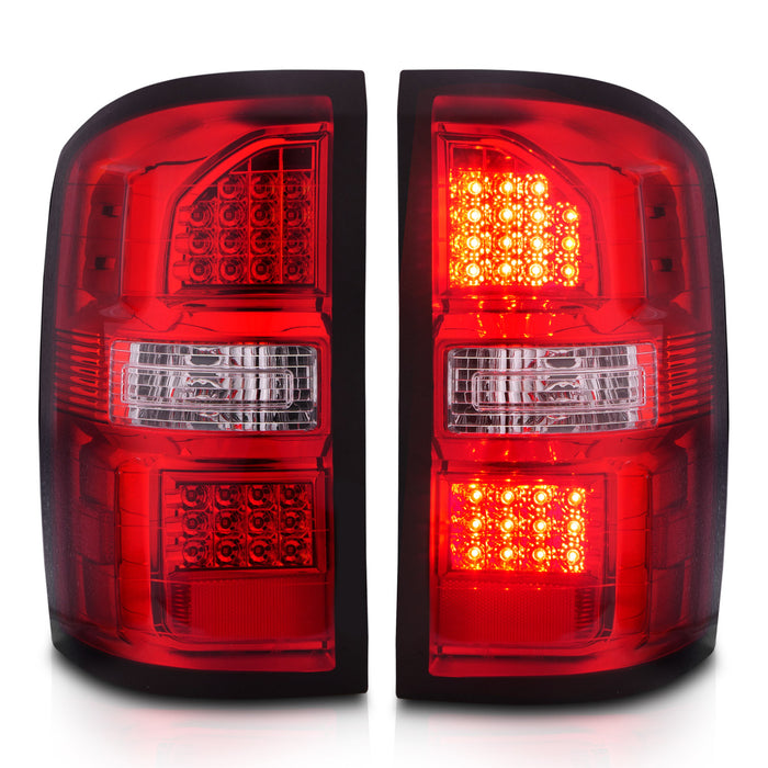 Anzo USA 311399 Tail Light Assembly; Red/Clear Lens; Chrome Housing; Pair; - Truck Part Superstore