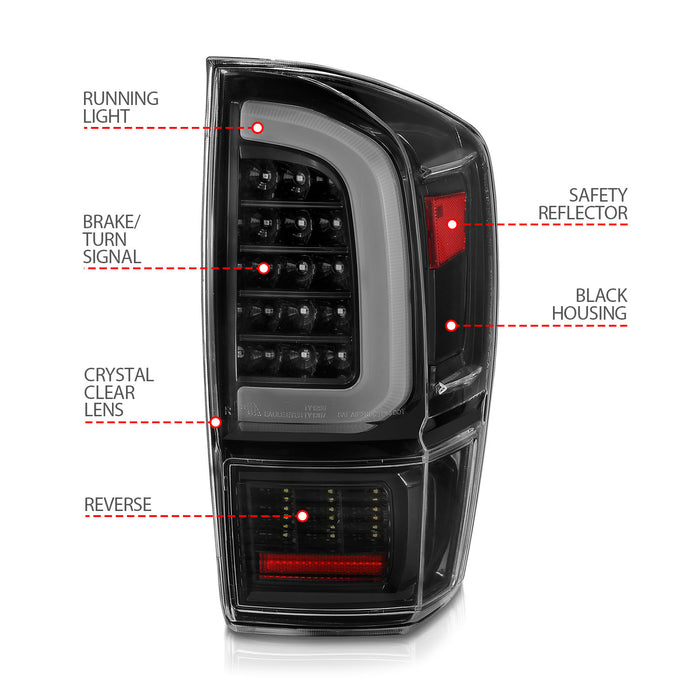 Anzo USA 311400 Tail Light Assembly; Clear Lens; Black Housing; w/Light Bar Sequential; - Truck Part Superstore