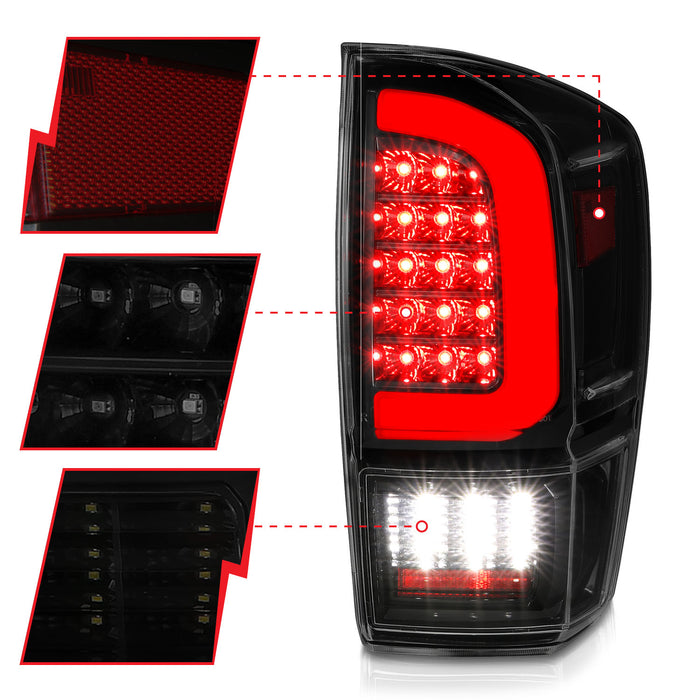 Anzo USA 311401 Tail Light Assembly; Smoke Lens; Black Housing; w/Light Bar Sequential; - Truck Part Superstore