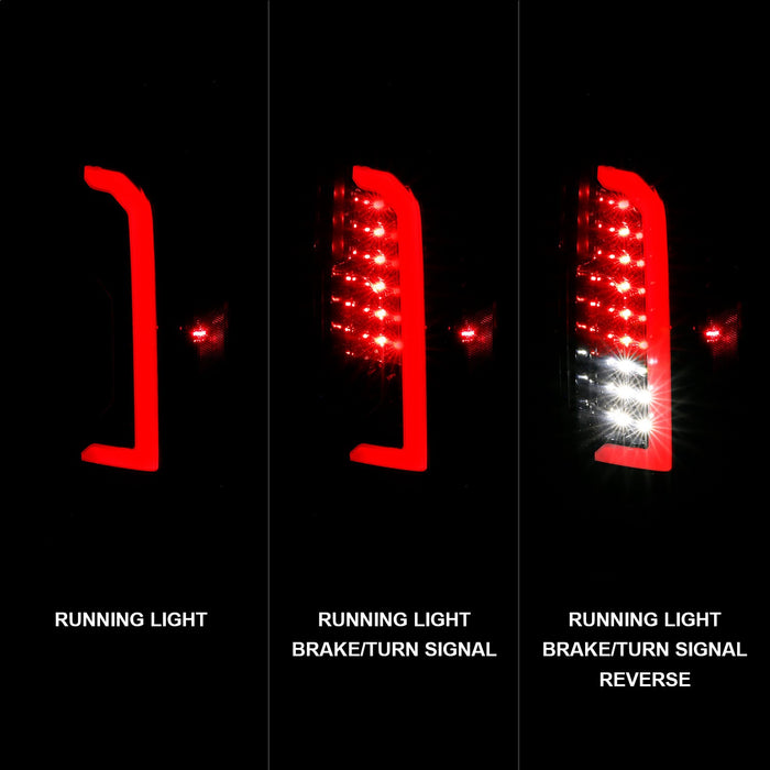 Anzo USA 311402 Tail Light Assembly; Full LED; Clear Lens; Black Housing; w/Light Bar; Pair; - Truck Part Superstore