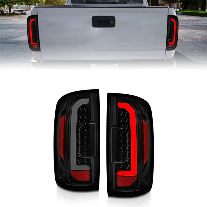 Anzo USA 311403 Tail Light Assembly; Full LED; Smoke Lens; Black Housing; w/Light Bar; Pair; - Truck Part Superstore