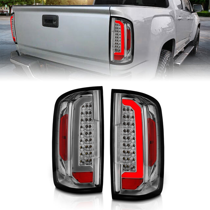 Anzo USA 311404 Tail Light Assembly; Full LED; Clear Lens; Chrome Housing; w/Light Bar; Pair; - Truck Part Superstore