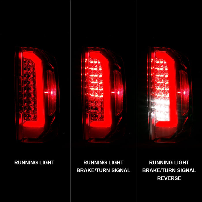 Anzo USA 311404 Tail Light Assembly; Full LED; Clear Lens; Chrome Housing; w/Light Bar; Pair; - Truck Part Superstore