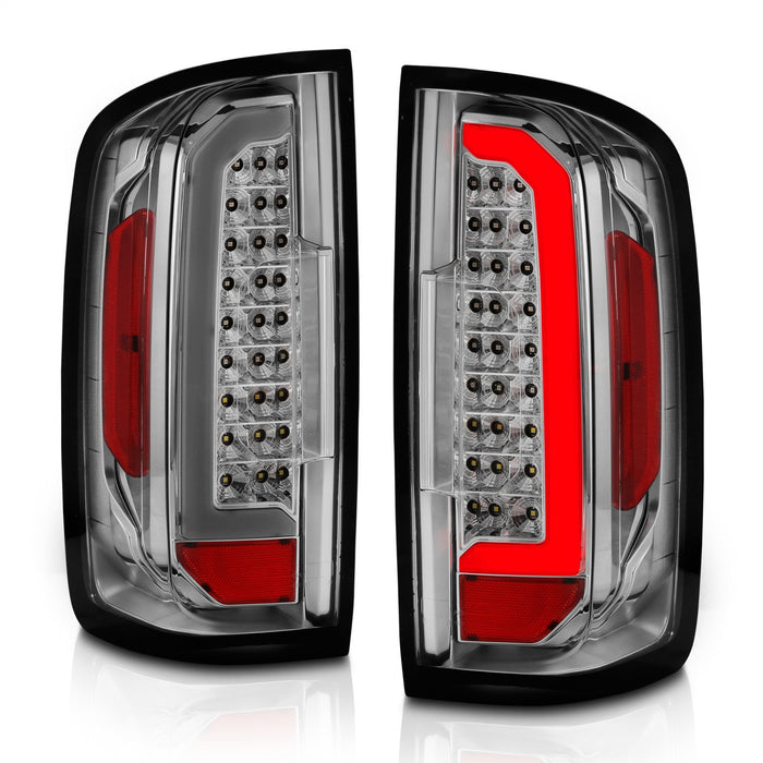 Anzo USA 311404 Tail Light Assembly; Full LED; Clear Lens; Chrome Housing; w/Light Bar; Pair; - Truck Part Superstore