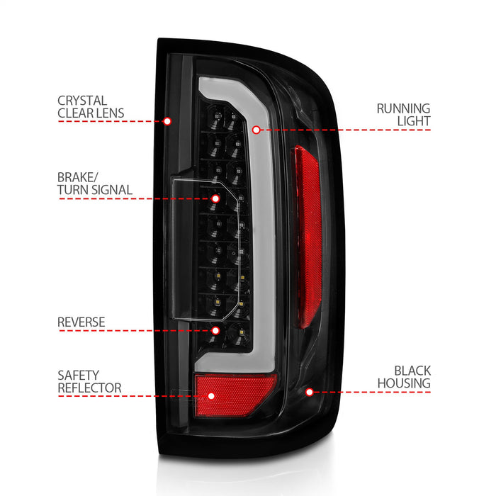 Anzo USA 311405 Tail Light Assembly; Full LED; Clear Lens; Black Housing; w/Light Bar; Pair; - Truck Part Superstore