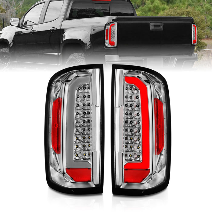 Anzo USA 311407 Tail Light Assembly; Full LED; Clear Lens; Chrome Housing; w/Light Bar; Pair; - Truck Part Superstore