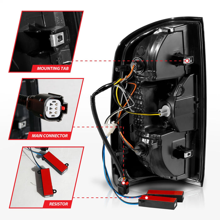 Anzo USA 311407 Tail Light Assembly; Full LED; Clear Lens; Chrome Housing; w/Light Bar; Pair; - Truck Part Superstore