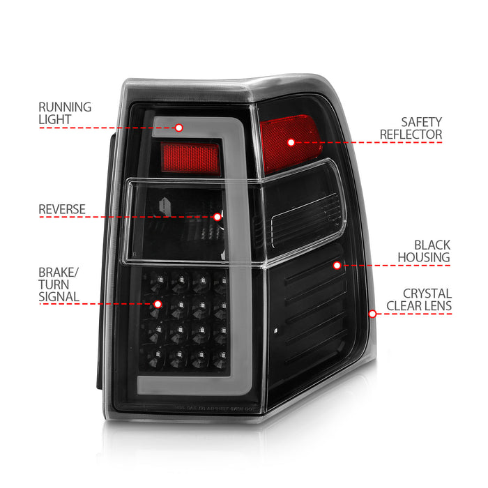 Anzo USA 311408 Tail Light Assembly; LED; Clear Lens; Black Housing; w/Light Bar Sequential; - Truck Part Superstore