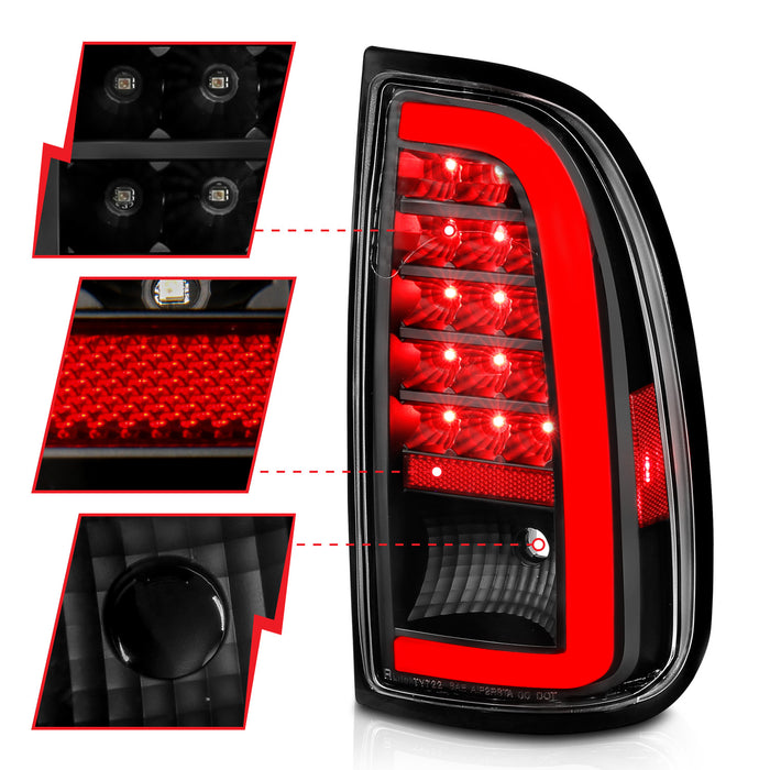 Anzo USA 311411 Tail Light Assembly; LED; Clear Lens; Black Housing; w/Light Bar; Pair; - Truck Part Superstore