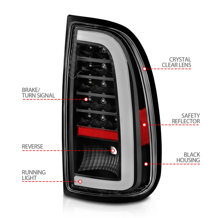 Anzo USA 311411 Tail Light Assembly; LED; Clear Lens; Black Housing; w/Light Bar; Pair; - Truck Part Superstore