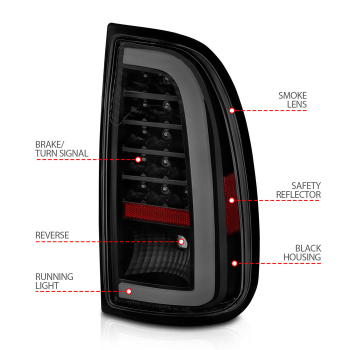 Anzo USA 311412 Tail Light Assembly; LED; Smoke Lens; Black Housing; w/Light Bar; Pair; - Truck Part Superstore