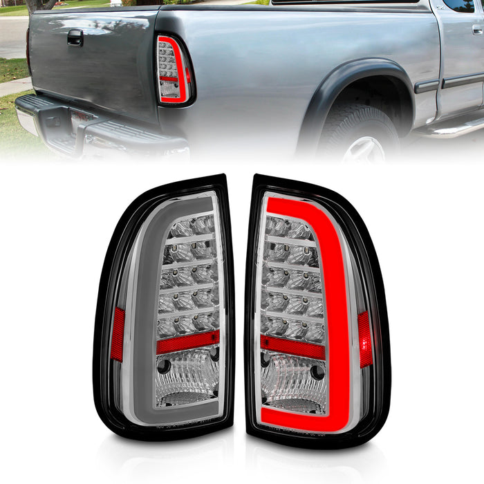 Anzo USA 311413 Tail Light Assembly; LED; Clear Lens; Chrome Housing; w/Light Bar; Pair; - Truck Part Superstore