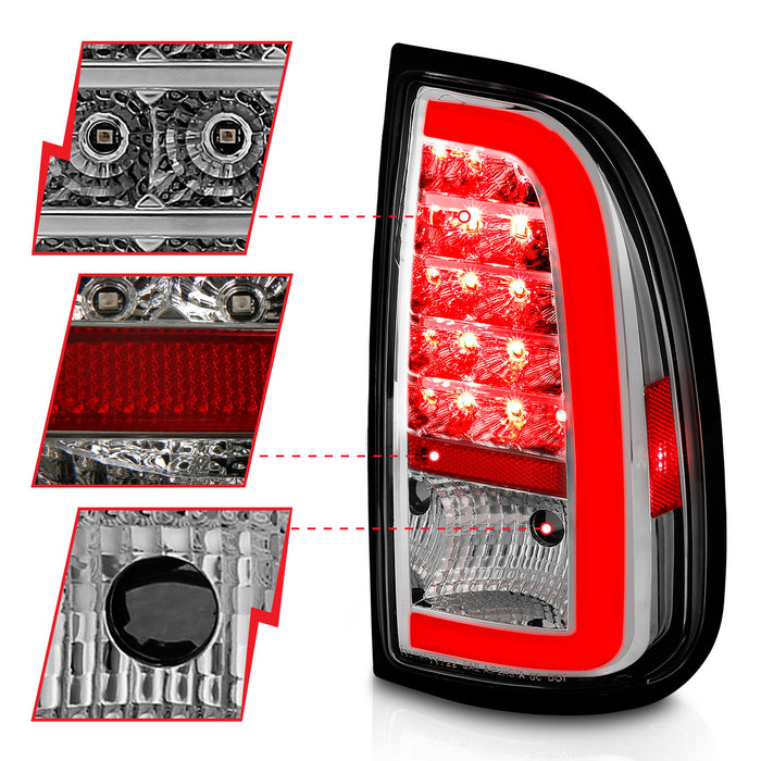 Anzo USA 311413 Tail Light Assembly; LED; Clear Lens; Chrome Housing; w/Light Bar; Pair; - Truck Part Superstore