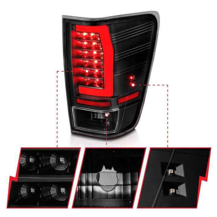 Anzo USA 311420 Tail Light Assembly; LED; Clear Lens; Black Housing; w/Light Bar; Pair; - Truck Part Superstore