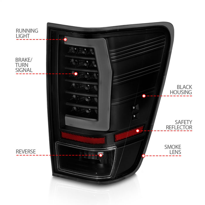 Anzo USA 311421 Tail Light Assembly; LED; Smoke Lens; Black Housing; w/Light Bar; Pair; - Truck Part Superstore