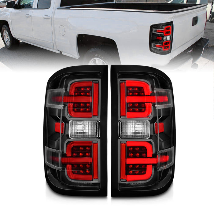 Anzo USA 311425 Tail Light Assembly; LED; Clear Lens; Black Housing; w/Light Bar; Pair; - Truck Part Superstore