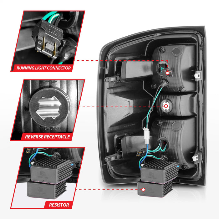Anzo USA 311425 Tail Light Assembly; LED; Clear Lens; Black Housing; w/Light Bar; Pair; - Truck Part Superstore
