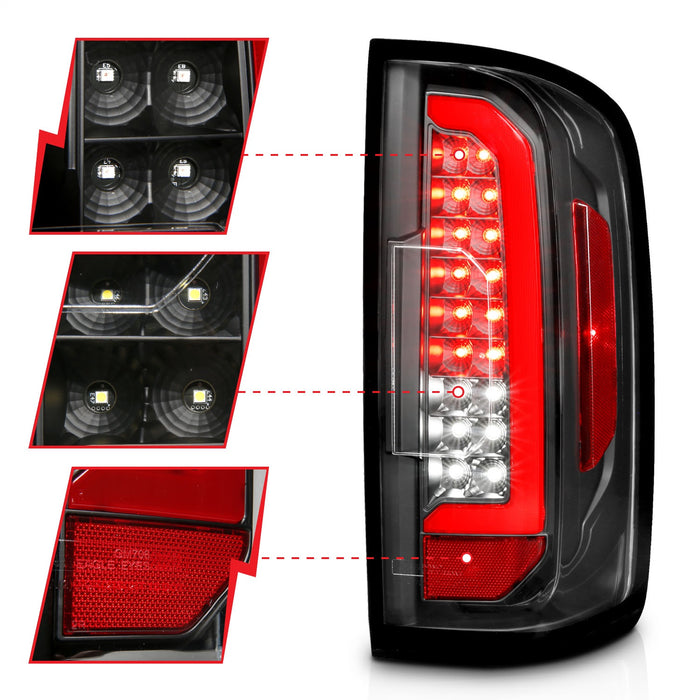 Anzo USA 311432 Tail Light Assembly; LED; w/Red Light Bar; Black Housing; Clear Lens; - Truck Part Superstore