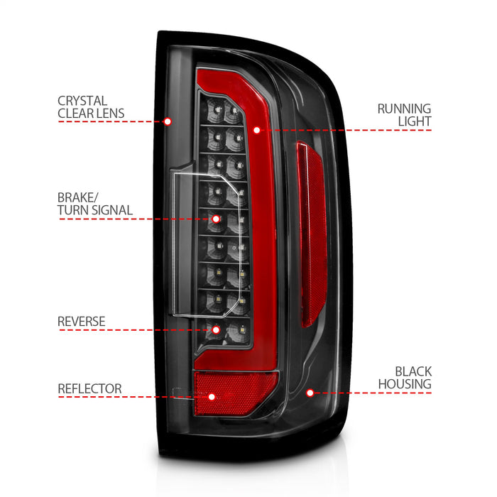 Anzo USA 311432 Tail Light Assembly; LED; w/Red Light Bar; Black Housing; Clear Lens; - Truck Part Superstore