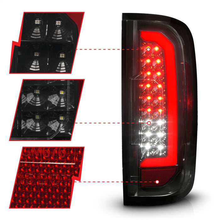 Anzo USA 311433 Tail Light Assembly; LED; w/Red Light Bar; Black Housing; Smoke Lens; - Truck Part Superstore