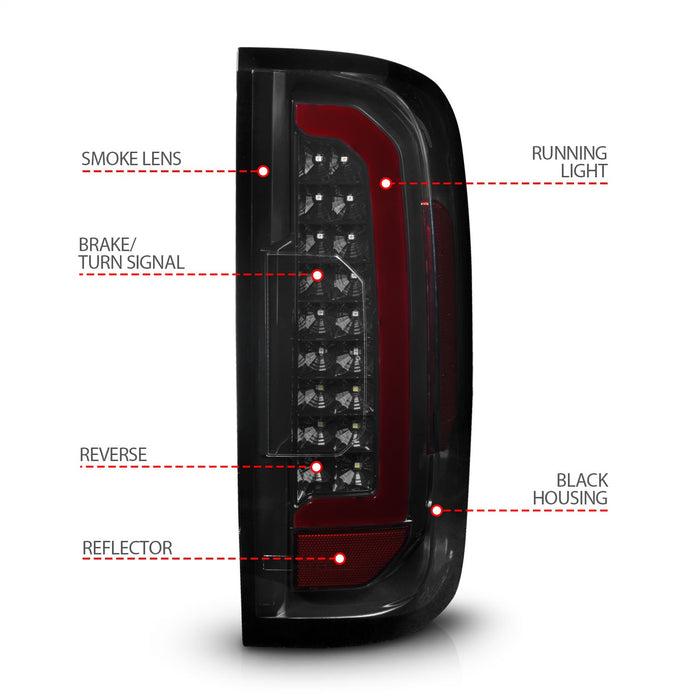 Anzo USA 311435 Tail Light Assembly; LED; w/Red Light Bar; Black Housing; Smoke Lens; - Truck Part Superstore