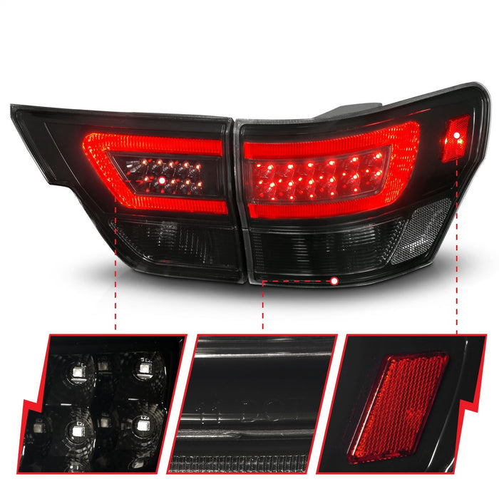 Anzo USA 311440 Tail Light Assembly; LED; Smoke Lens; Black Housing; w/Light Bar; 4 Pcs.; - Truck Part Superstore