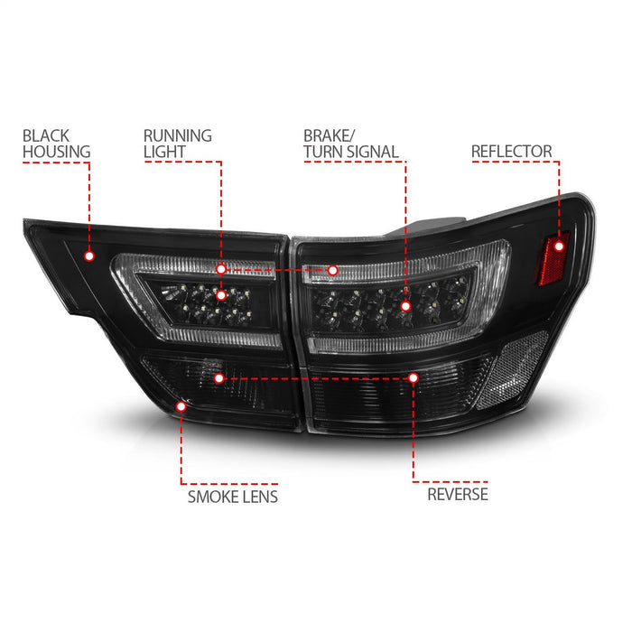 Anzo USA 311440 Tail Light Assembly; LED; Smoke Lens; Black Housing; w/Light Bar; 4 Pcs.; - Truck Part Superstore