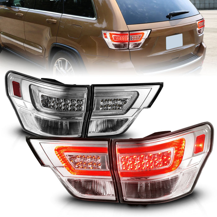 Anzo USA 311441 Tail Light Assembly; LED; Clear Lens; Chrome Housing; w/Light Bar; 4 Pcs.; - Truck Part Superstore