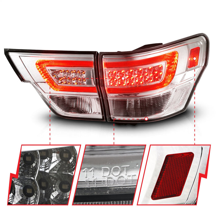 Anzo USA 311441 Tail Light Assembly; LED; Clear Lens; Chrome Housing; w/Light Bar; 4 Pcs.; - Truck Part Superstore