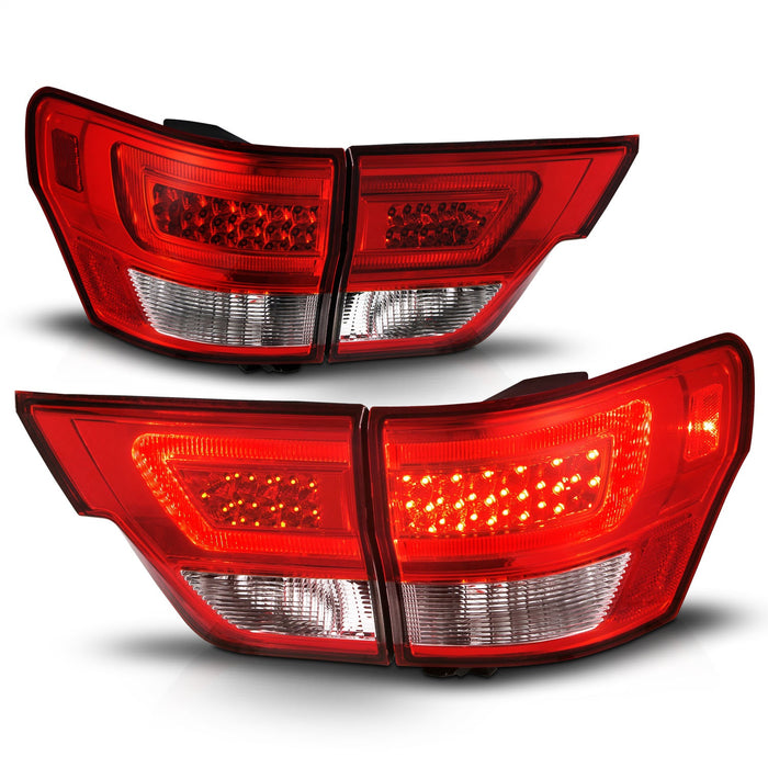 Anzo USA 311442 Tail Light Assembly; LED; Red/Clear Lens; Chrome Housing; w/Light Bar; 4 Pcs.; - Truck Part Superstore