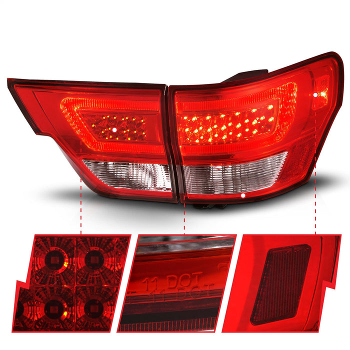 Anzo USA 311442 Tail Light Assembly; LED; Red/Clear Lens; Chrome Housing; w/Light Bar; 4 Pcs.; - Truck Part Superstore